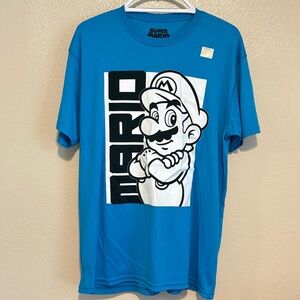 NWT Nintendo Super Mario T-Shirt Blue Hybrid Apparel Graphic Large